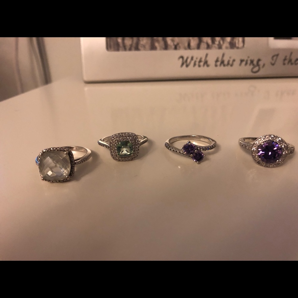 Rings genuine stones and silver size 7